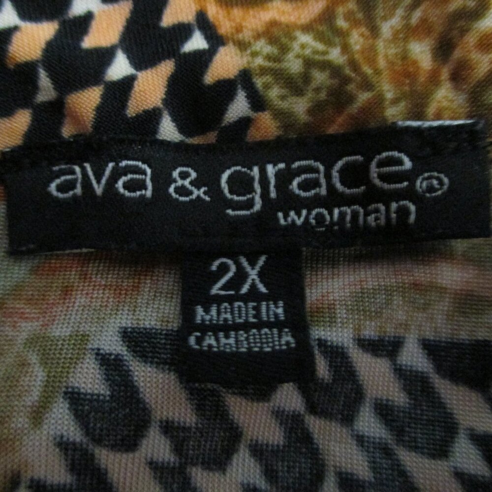 Ava & Grace top Cottagecore V neck, flowy, stretchy, tan & browns size 2x - Picture 2 of 8